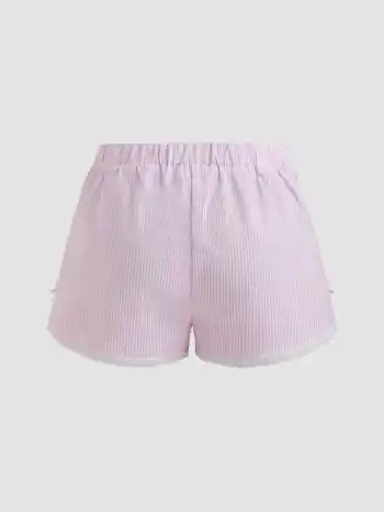 Low Rise Striped Bowknot Button Shorts 