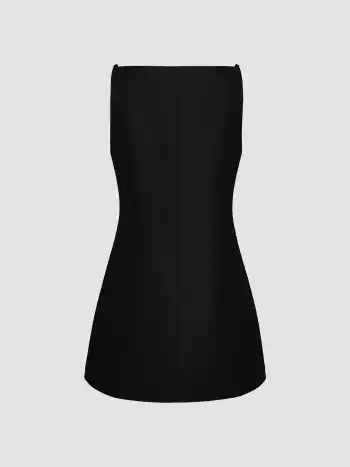 Linen-blend Solid Button Mini Dress