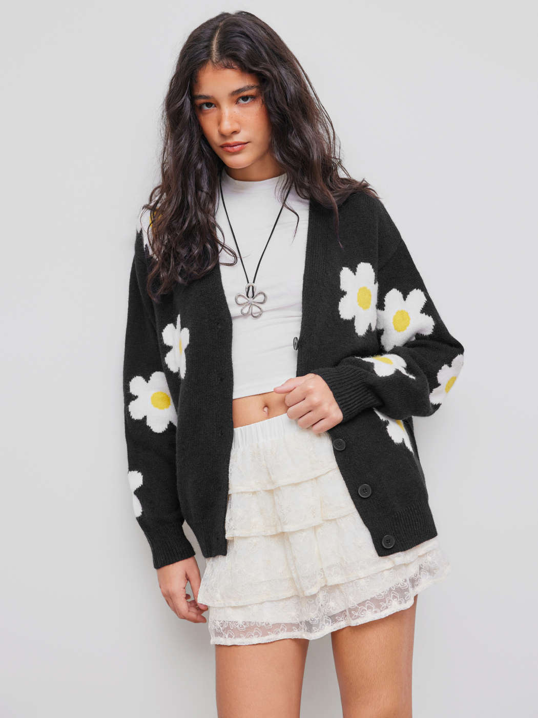 花柄カーディガン 花柄透かしショートカーディガン 春 夏[品番  