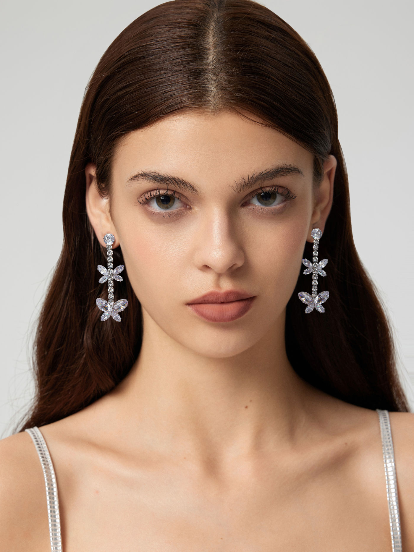 DOUBLE BUTTERFLY RHINESTONE EARRINGS