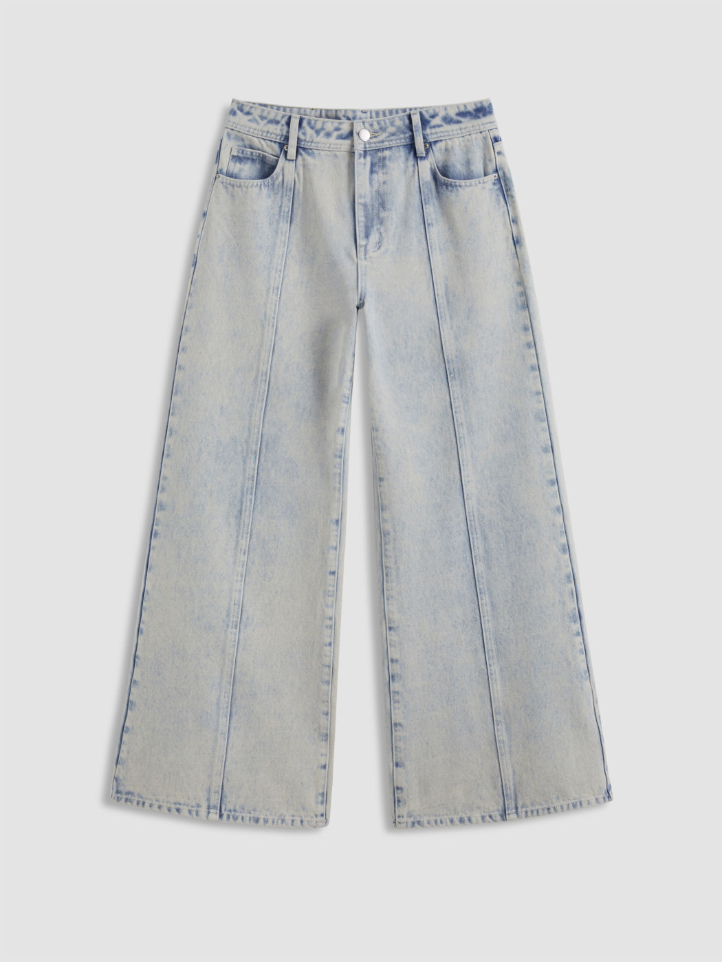 Cider Denim Low Rise Solid Washed Pocket Wide Leg Jeans