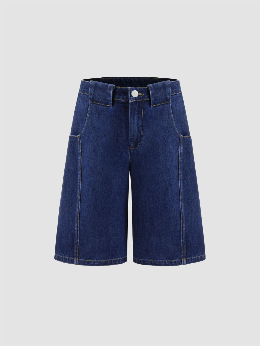Cider Denim Mid Rise Solid Pocket Baggy Shorts