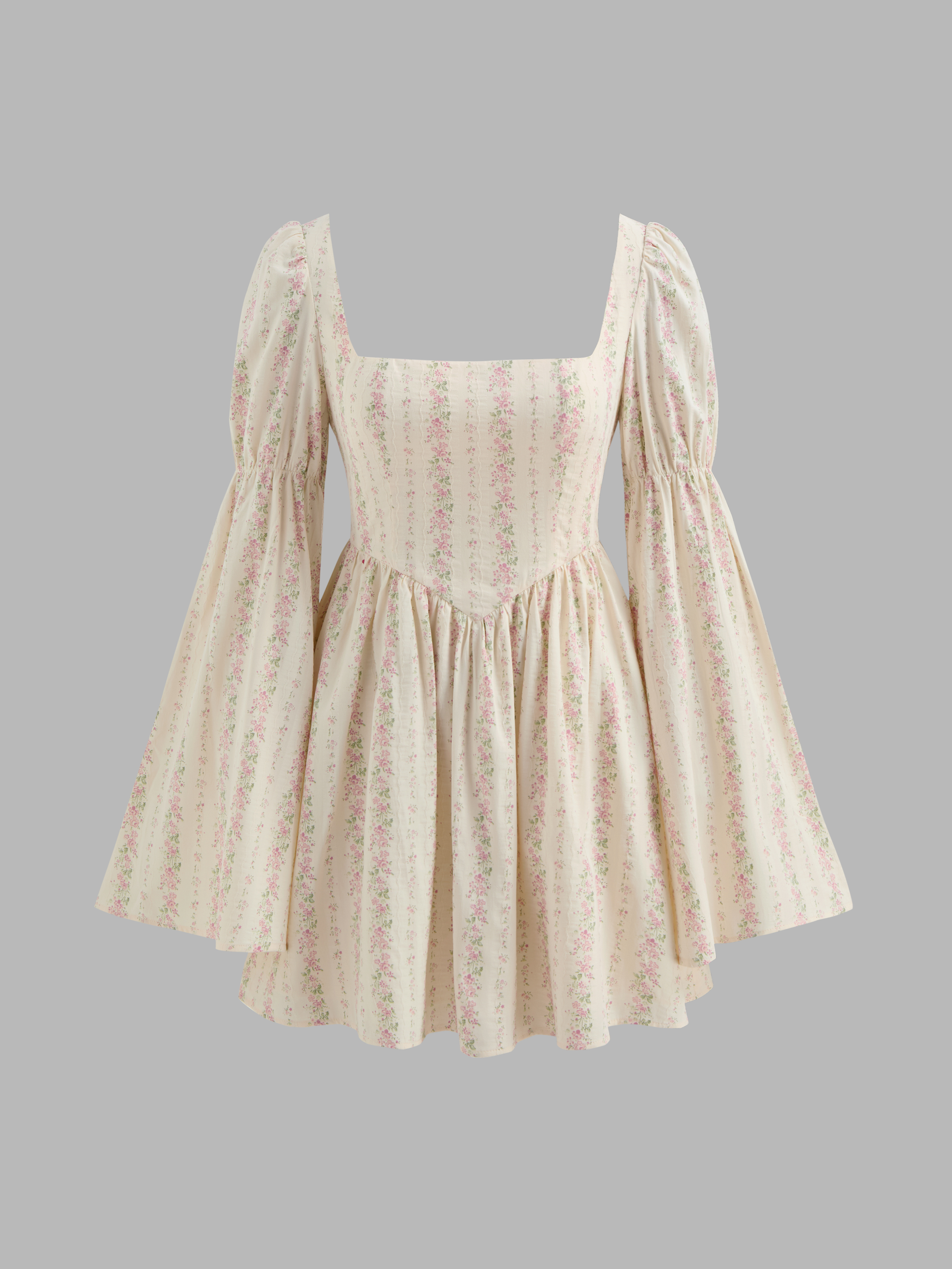 ☆CIDER☆ フローラル スクエアネック フリル ミニドレス Lace Lace Square Neck Floral Embroidery Knotted Mini Dress