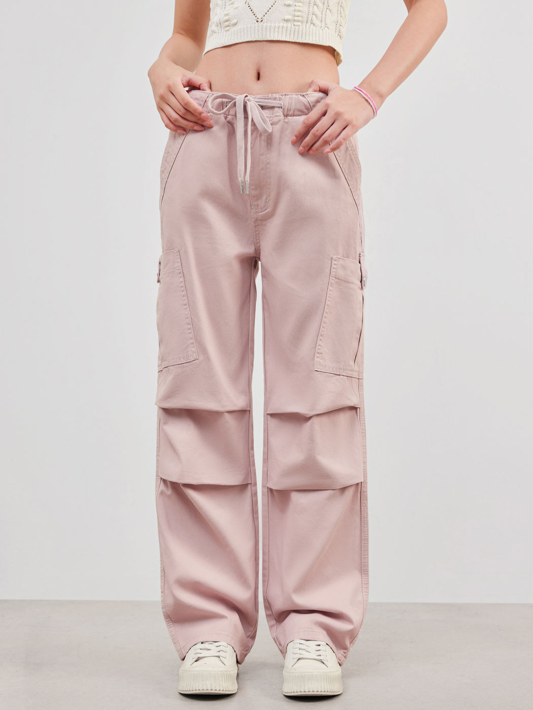 Denim Drawstring Cargo Pants