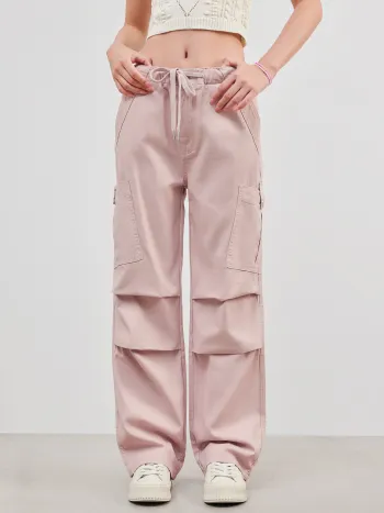 Pantaloni cargo in denim con coulisse