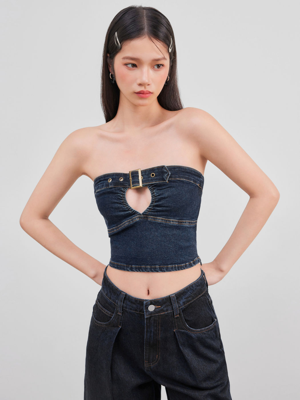 Cowgirl Denim Crop Tube Top