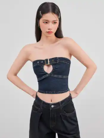 Cowgirl Denim Crop Tube Top