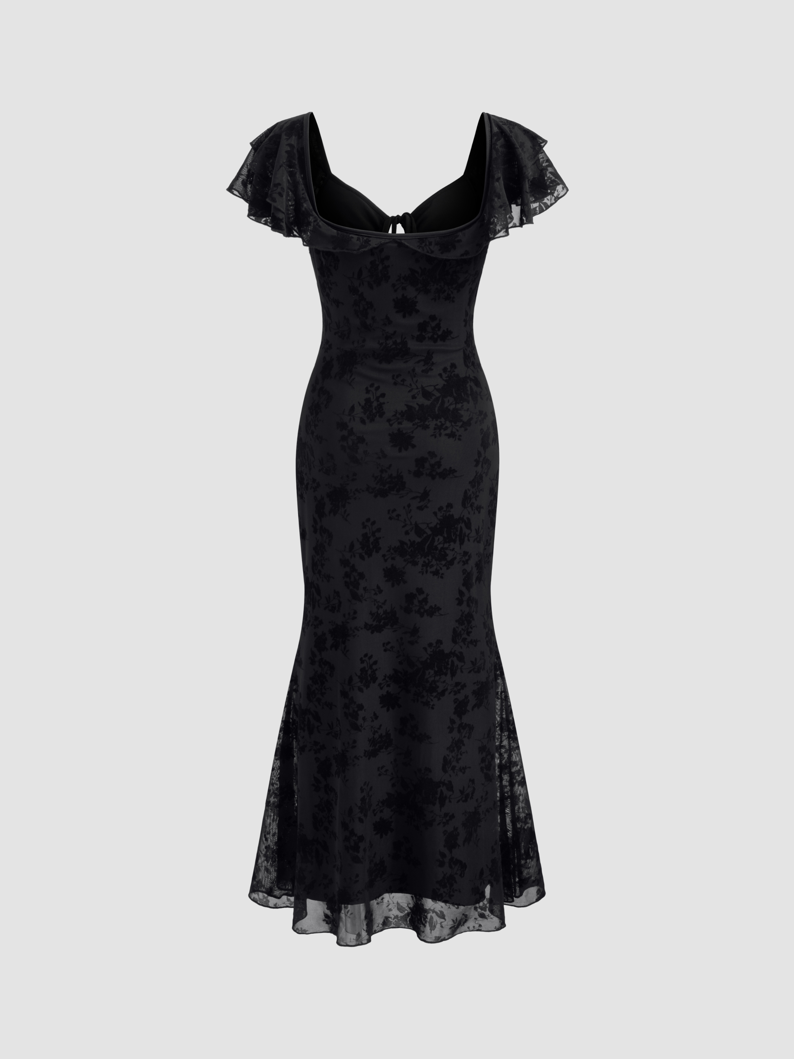 ◆Cider◆MESH RUFFLE HEM マキシドレス 送料込 Wedding Guest Dress Mesh Mesh Ruffle Hem Maxi Dress For Vacation