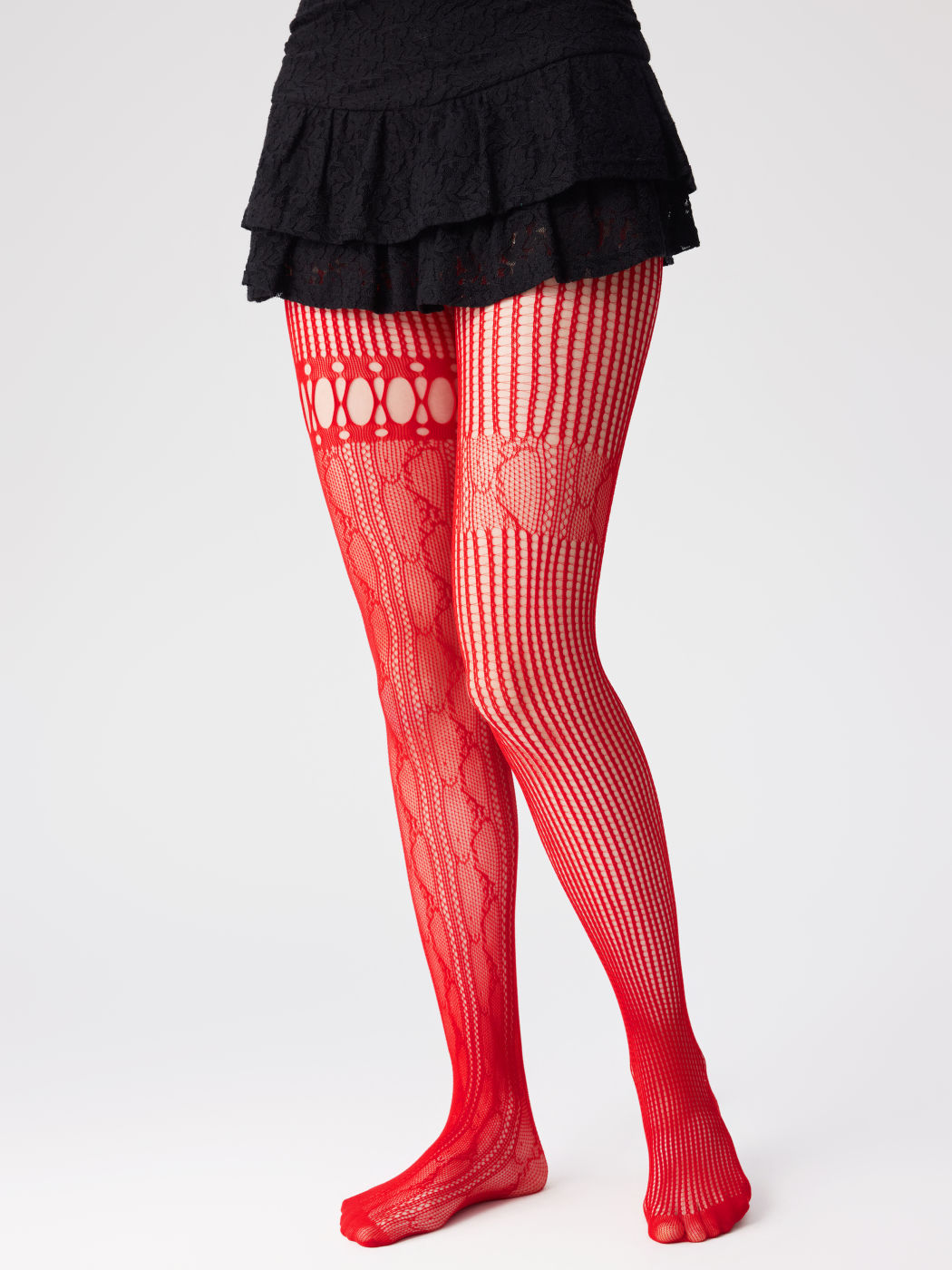 ASYMMETRICAL HOLLOW FISHNET TIGHTS