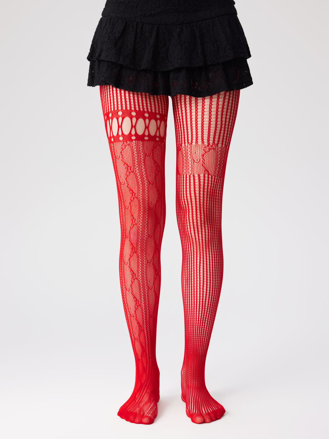 ASYMMETRICAL HOLLOW FISHNET TIGHTS