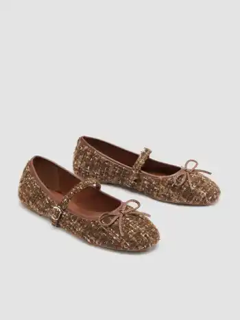 Schleifen Tweed Mary Jane Flats