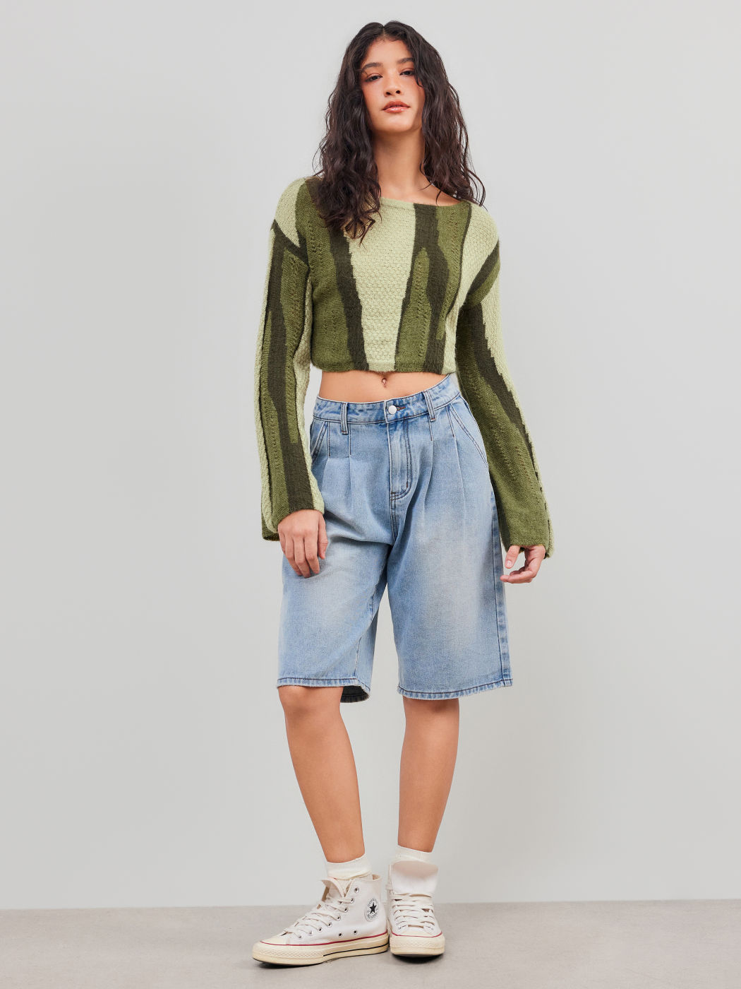 Knit Boat Neck Colorblock Long Sleeve Top