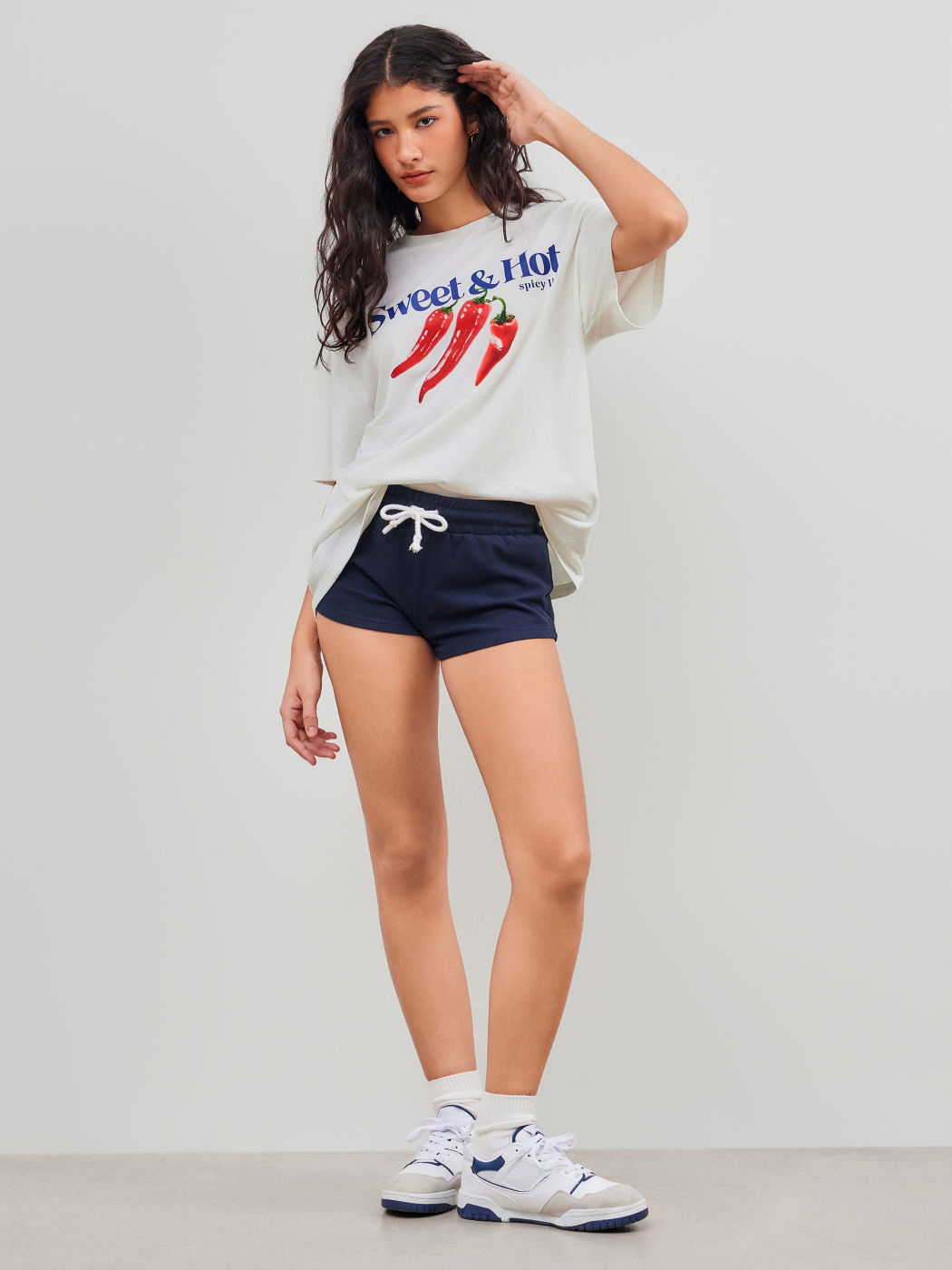 Sweet & Hot Round Neckline Pepper Graphic Short Sleeve Oversized Tee