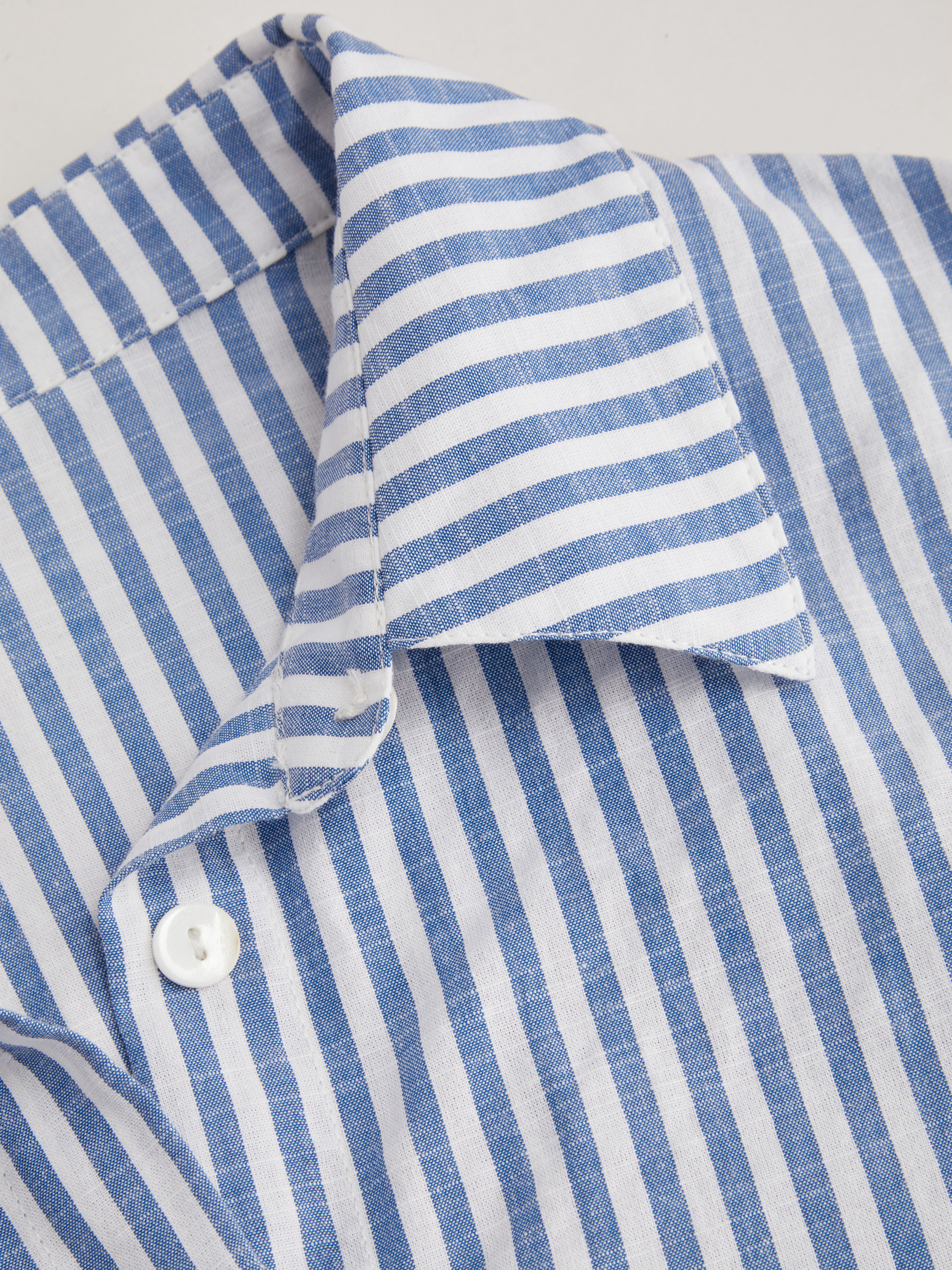 Woven Cotton-blend Collar Striped Button Shirt Bodysuit For Work