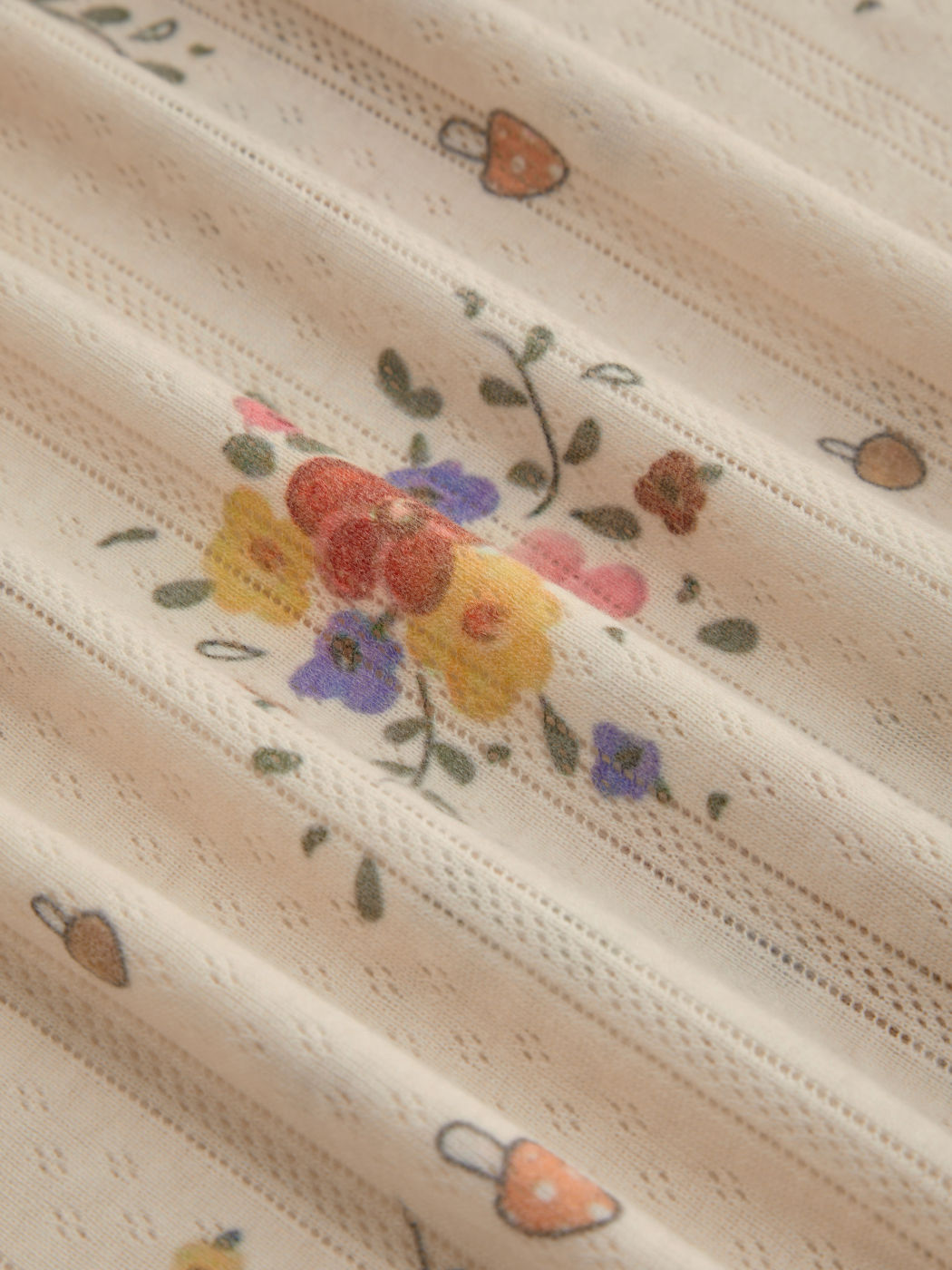 Baumwollmischung Scoop-Ausschnitt Blumiges Kurzes Kleid