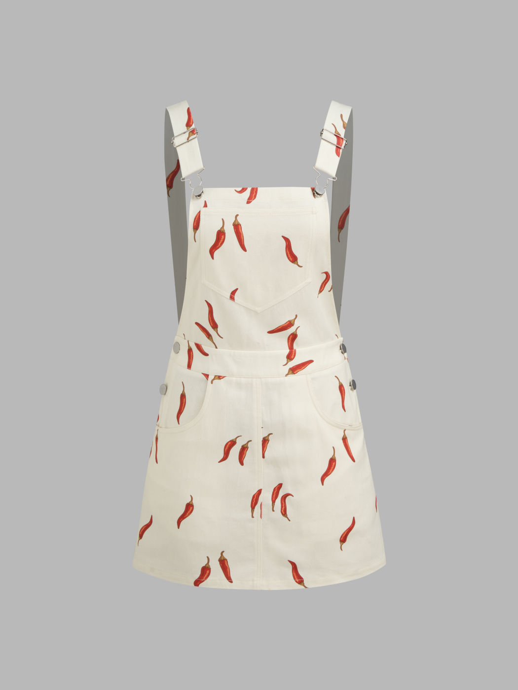 100% Cotton Square Neck Pepper Buckle Up Pocket Mini Dress