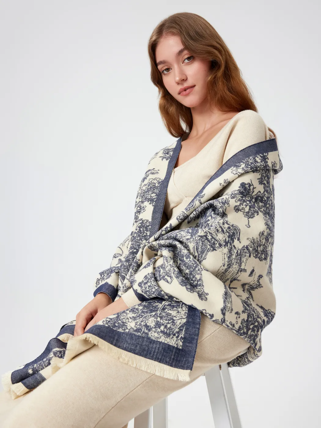 Toile de Jouy Landschaft Muster Schal