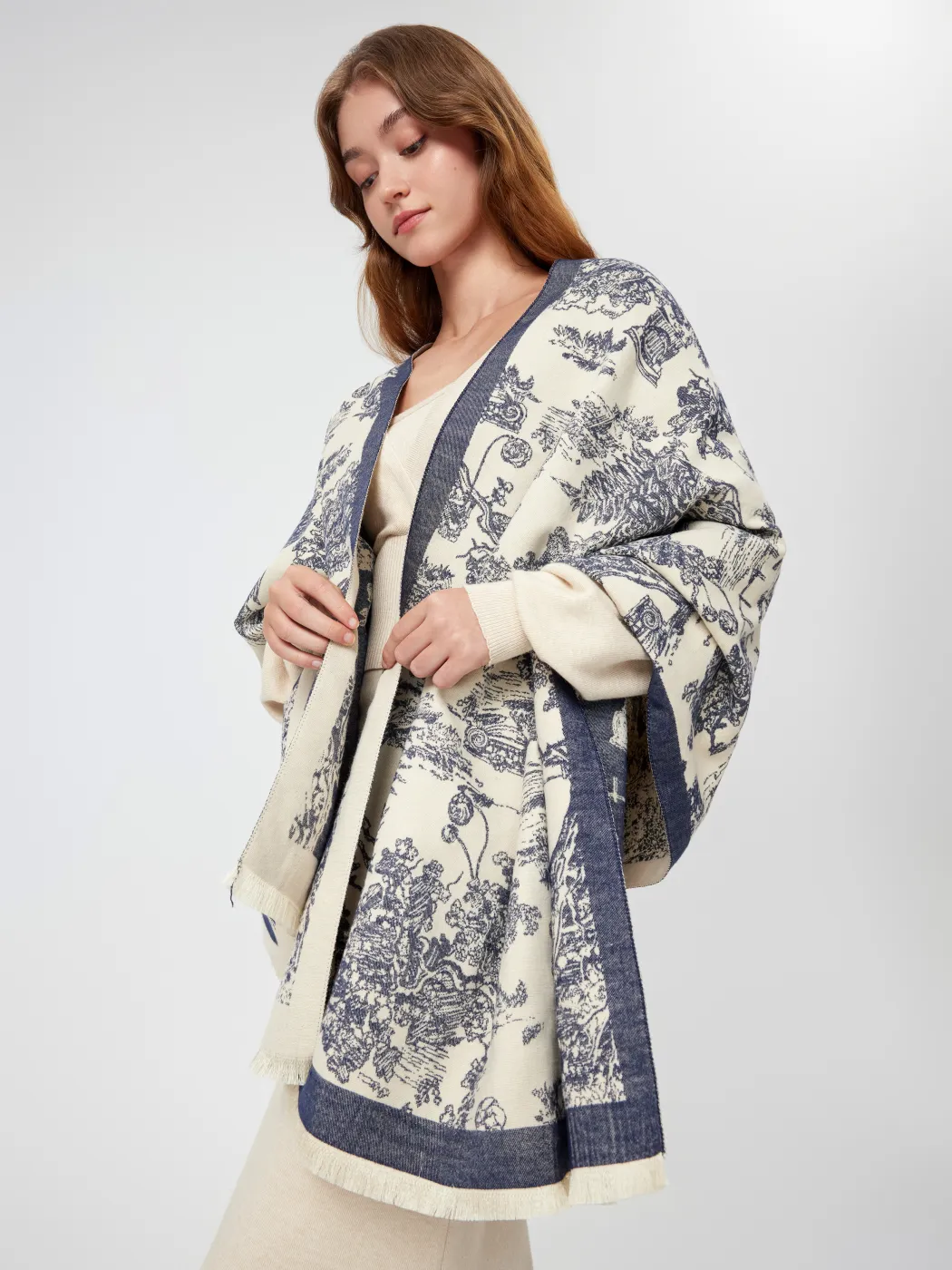 Toile de Jouy Landschaft Muster Schal