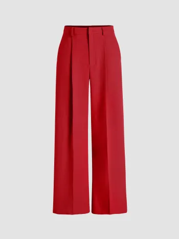 Pantaloni Petite a gamba dritta a pieghe a vita media