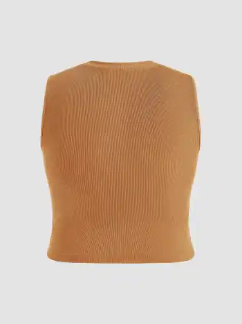 Solid Crewneck Crop Tank Top Curve & Plus