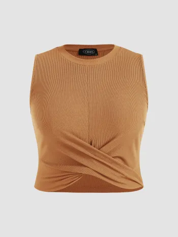 Solid Crewneck Crop Tank Top Curve & Plus