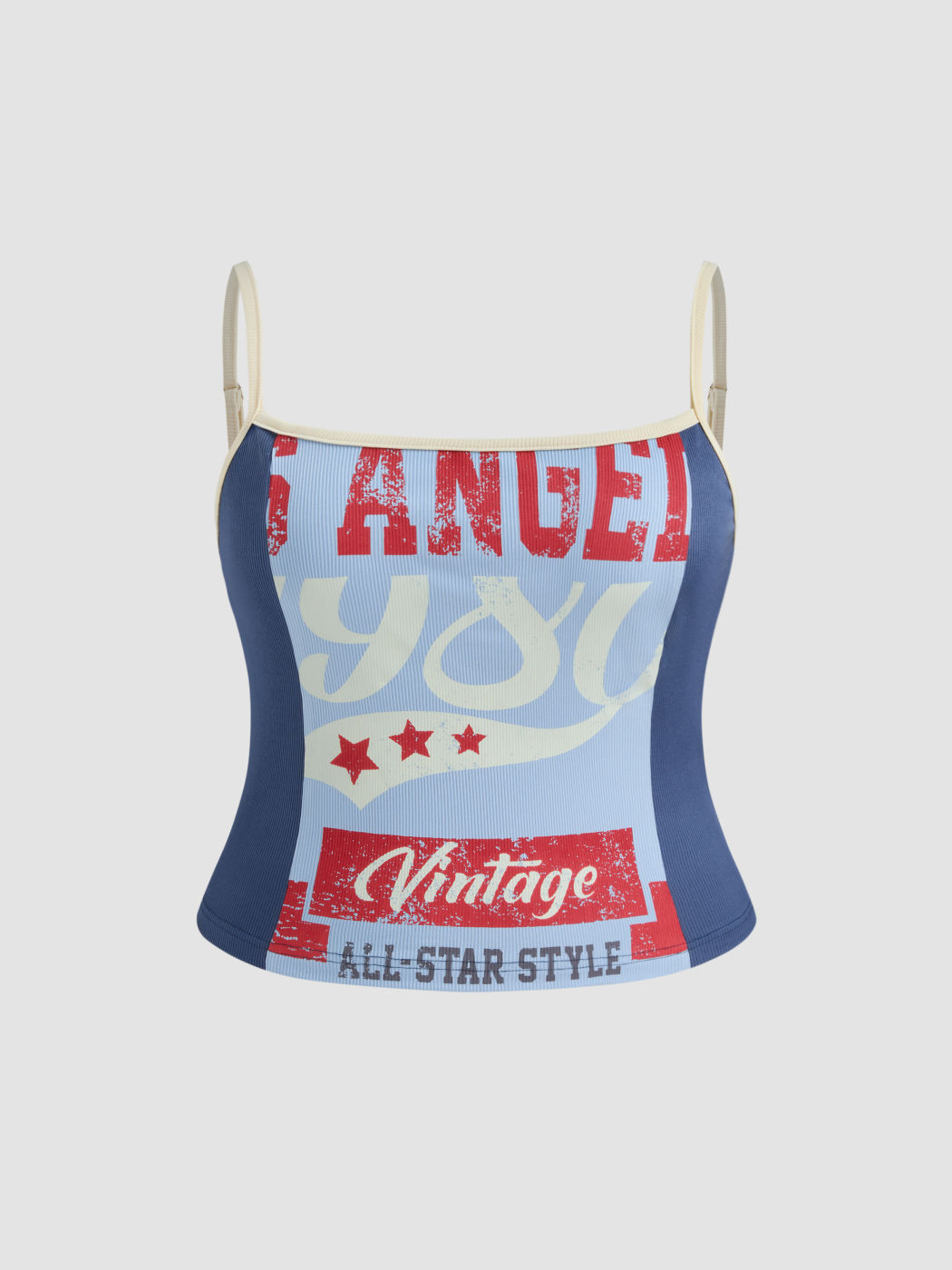 ALL-STAR STYLE VINTAGE Scoop Neckline Graphic Cami Top Kurve & Plus