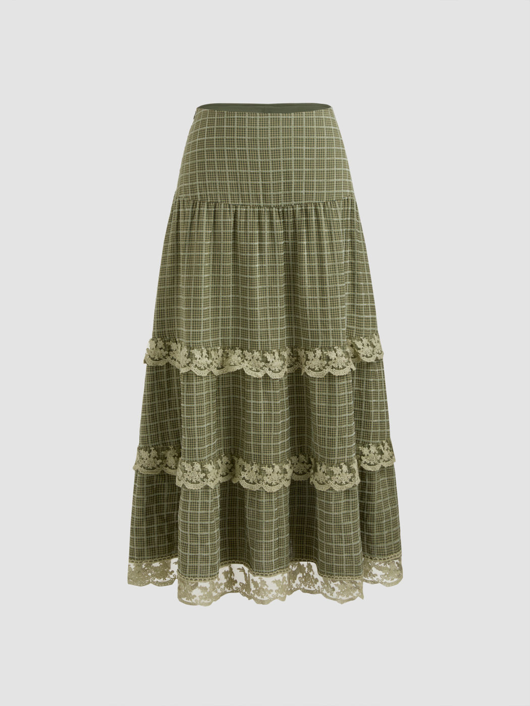 Maxi gonna a balze in pizzo check a vita alta