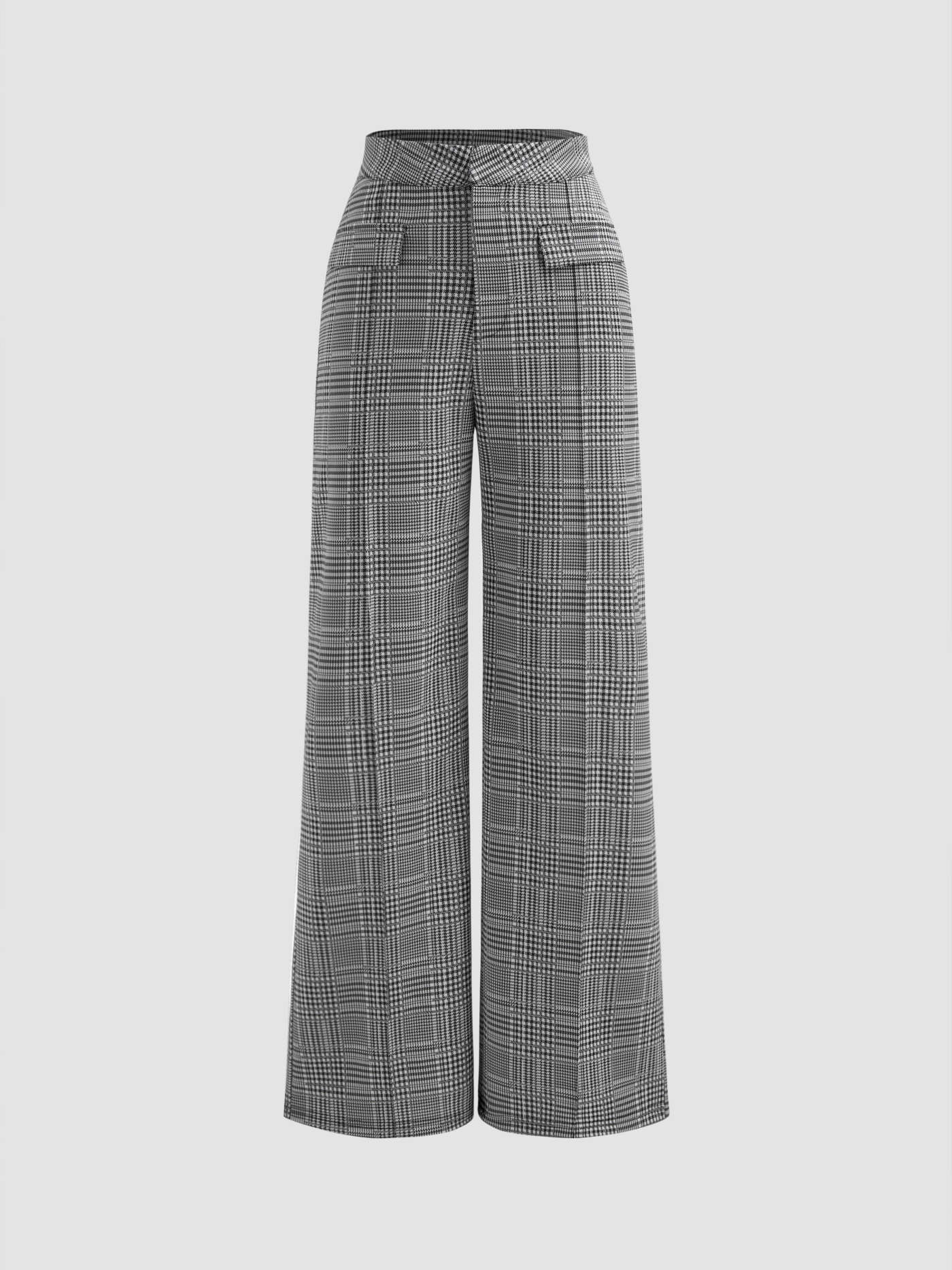 Mid Rise Check Pocket Straight Leg Trousers
