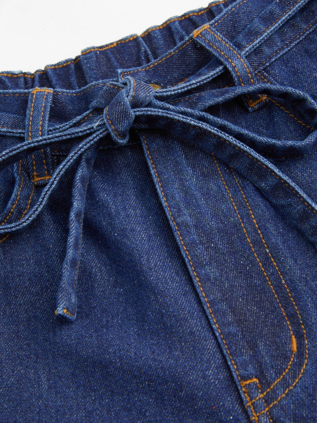 Denim Mid Rise Solid Knotted Baggy Jeans