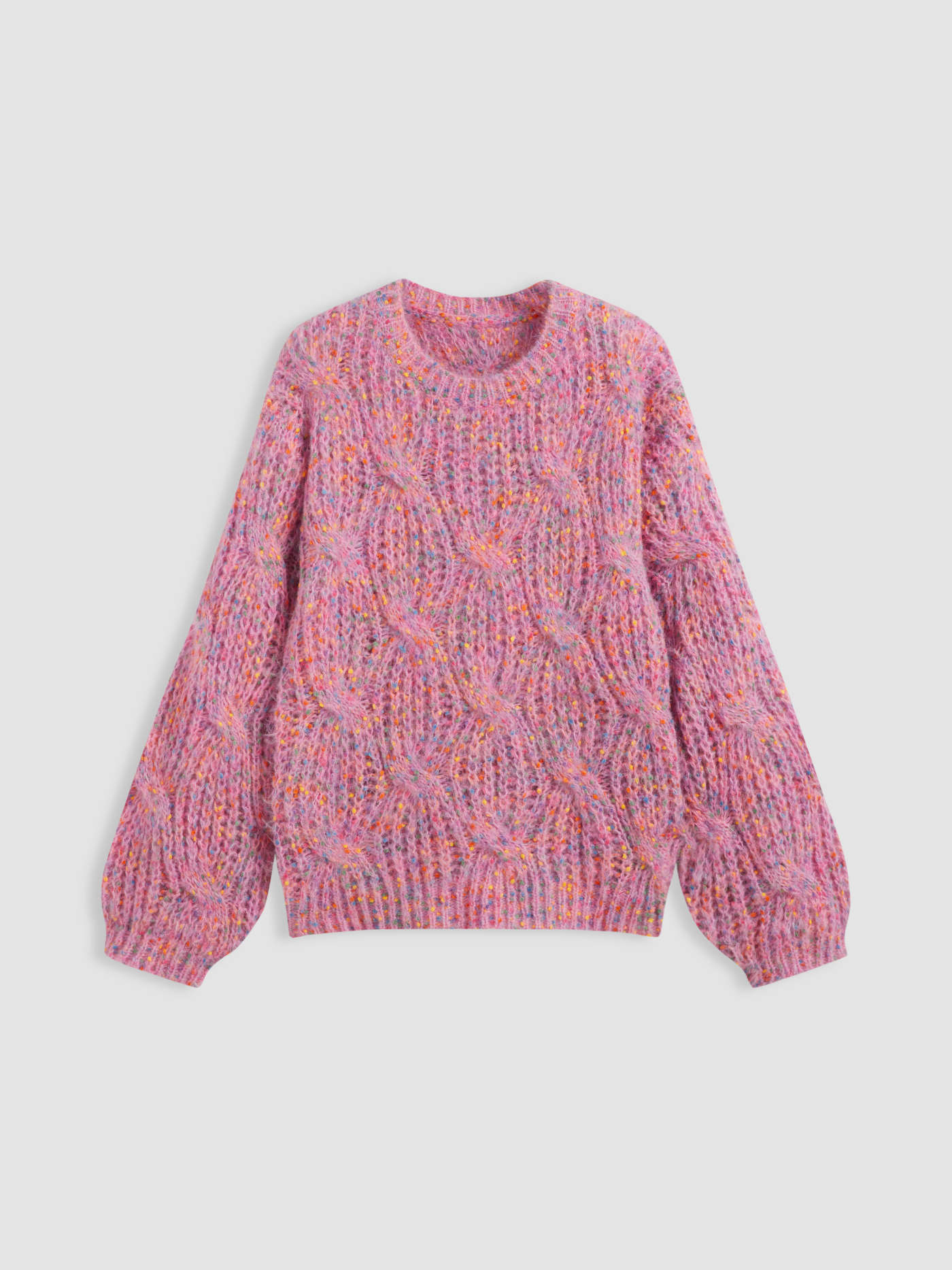 Knit Fabric Cable Knit Round Neckline Colorful Sweater For School Daily Casual