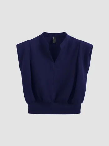 V-Ausschnitt Solid Gebundene Crop Top