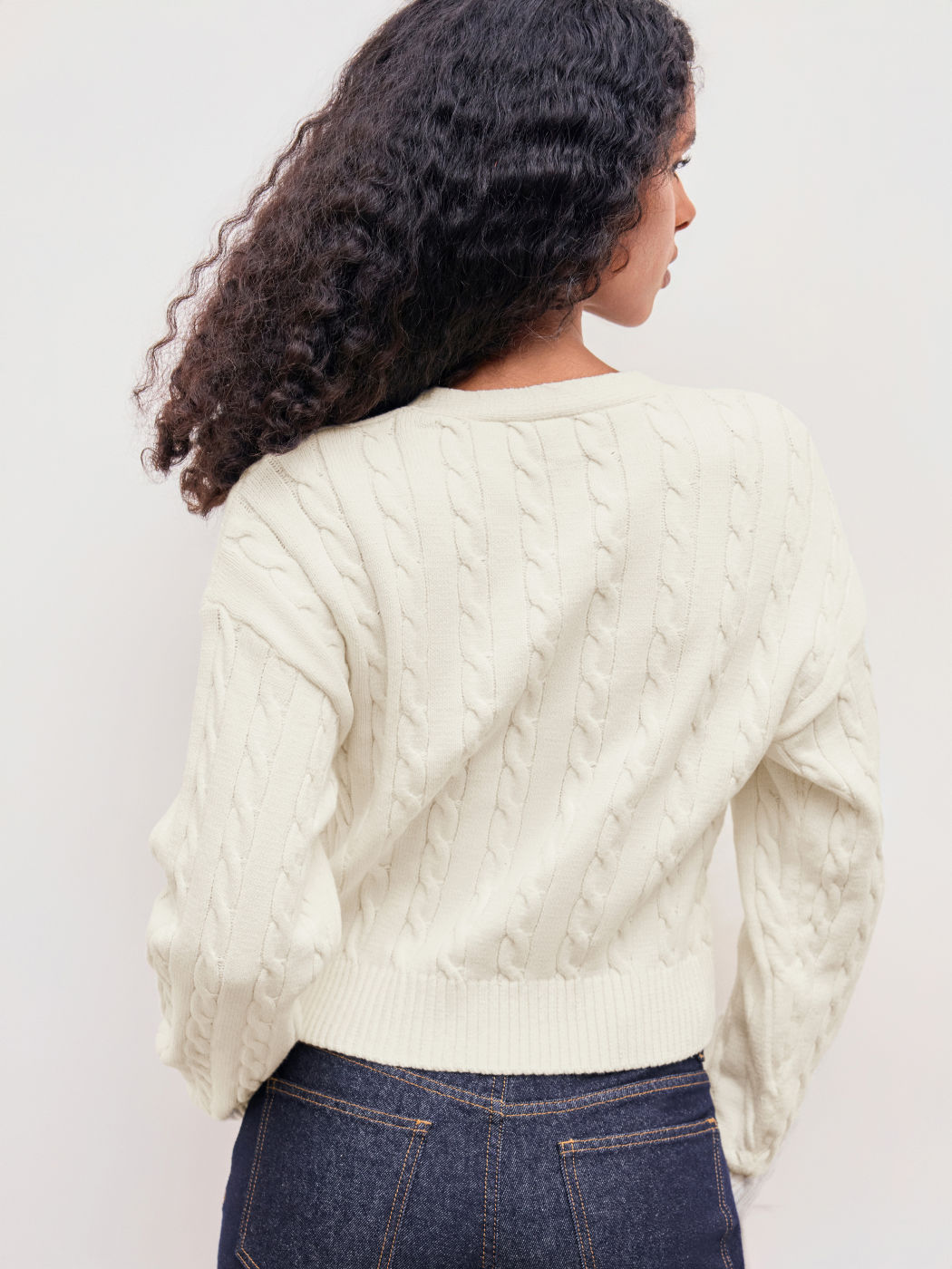 Knit V-neck Solid Texture Button Cardigan