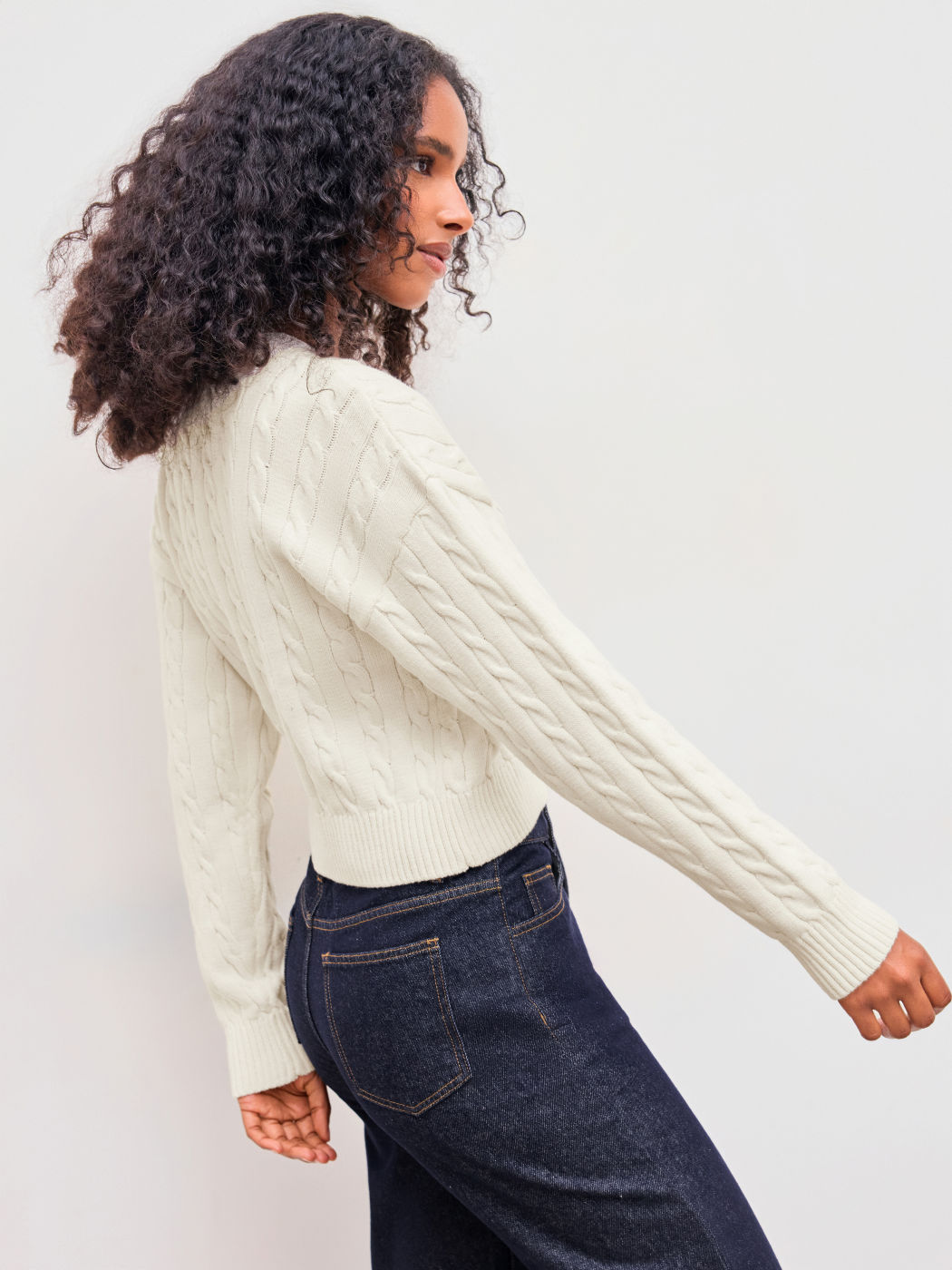 Knit V-neck Solid Texture Button Cardigan