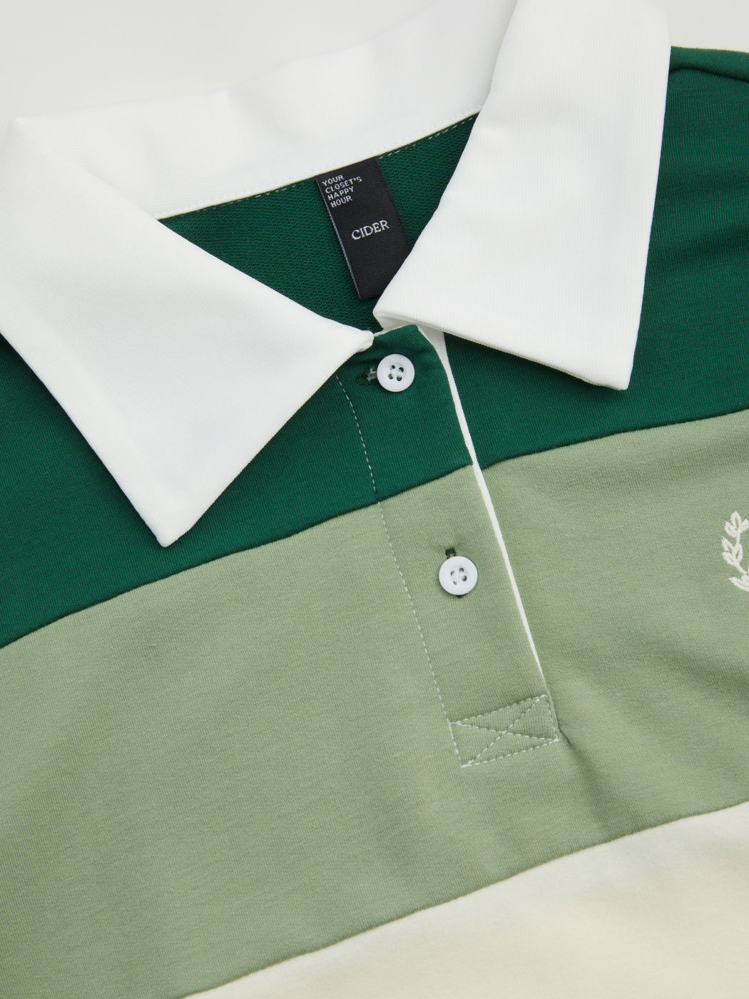 Cotton-blend Polo Striped Embroidery Sweatshirt