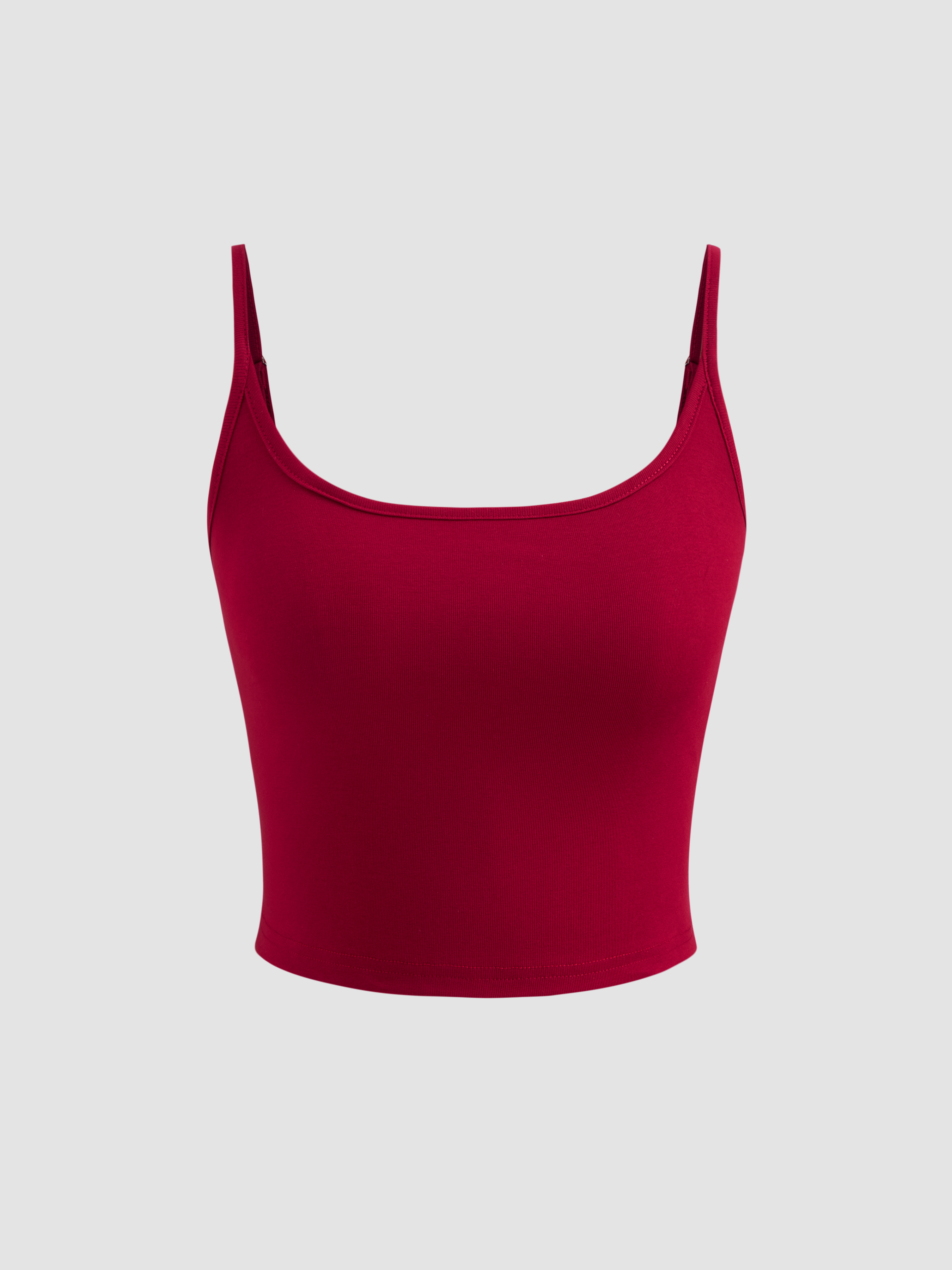 【COOR】 Cotton ribbed sleeveless / 追跡付 Jersey Cotton-blend Scoop Neckline Solid Adjustable Strap