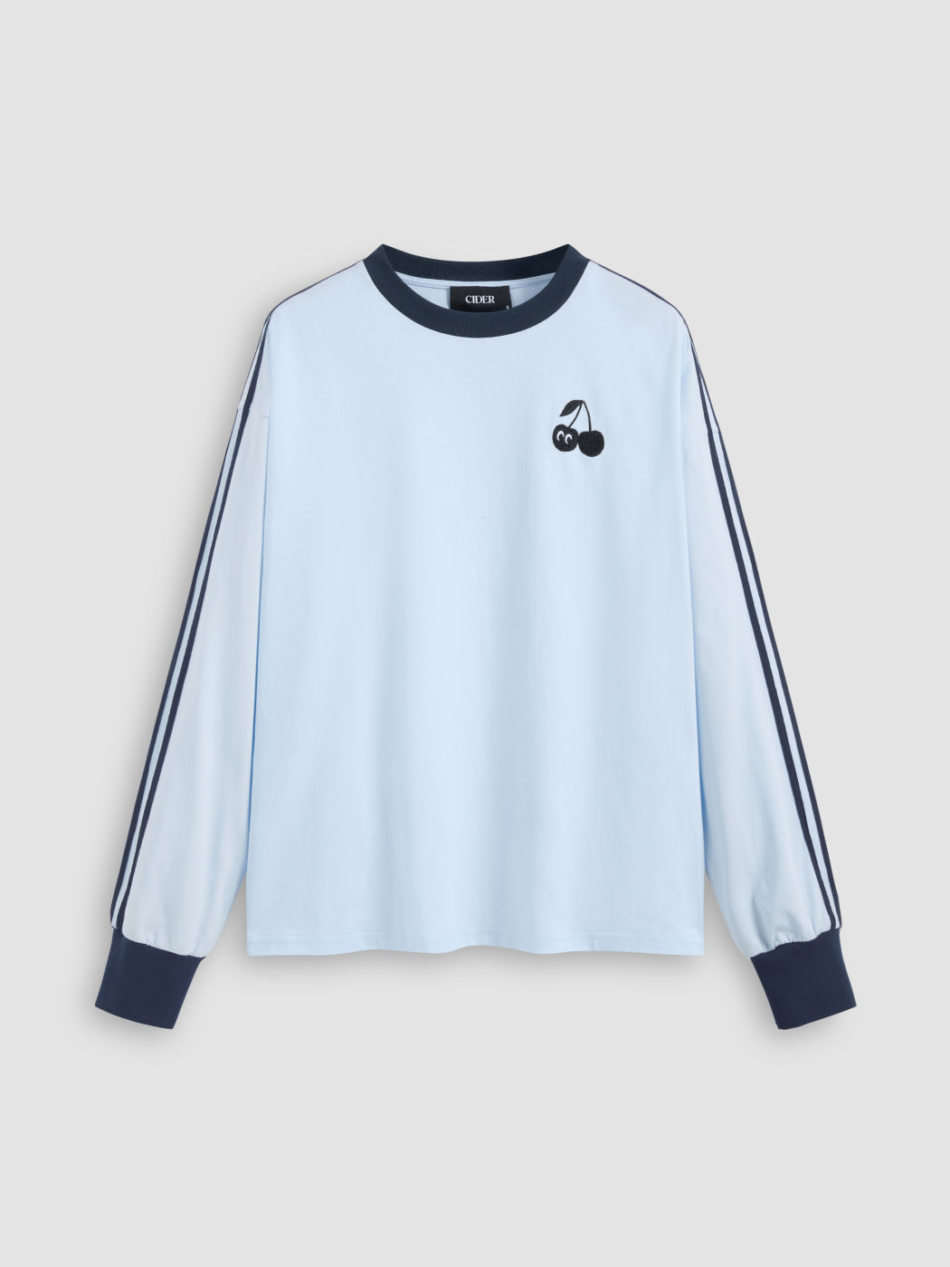 100% cotone Scollo rotondo con ricamo a ciliegia e bordatura a contrasto Felpa oversize