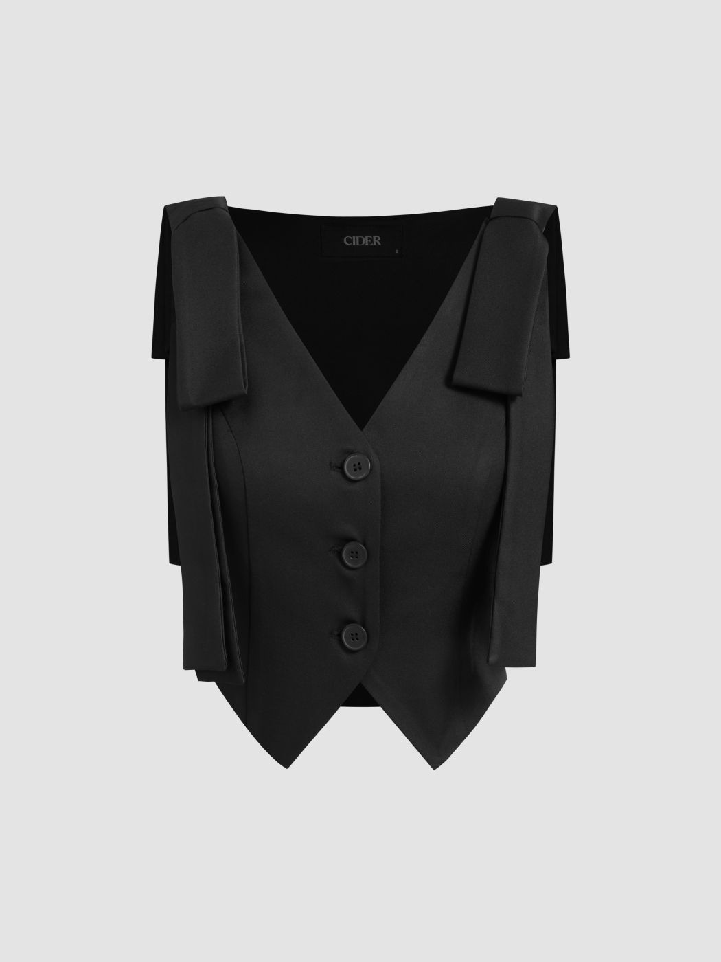 V-neck Solid Bowknot Blazer Vest