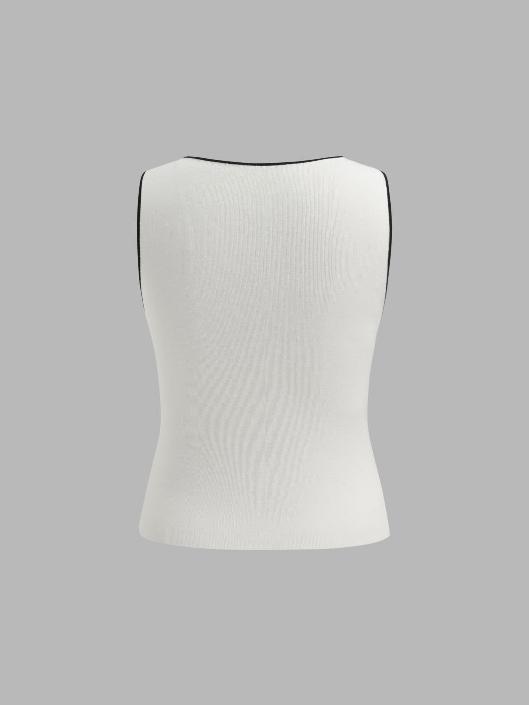 Knit V-Neck Solid Contrasting Binding Tank Top