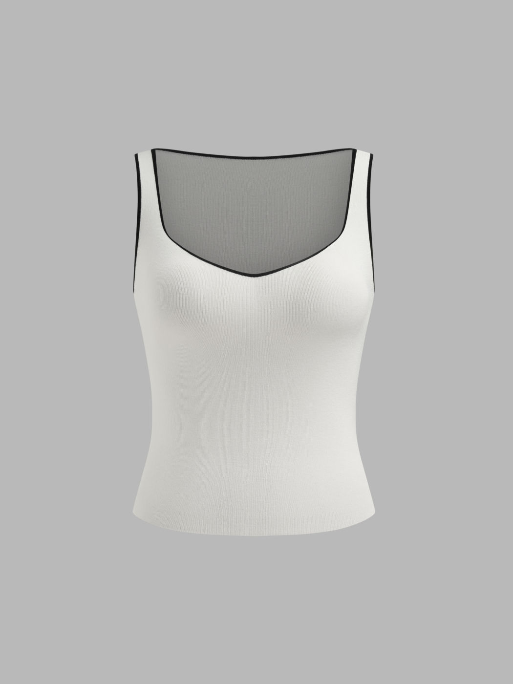 Knit V-Neck Solid Contrasting Binding Tank Top