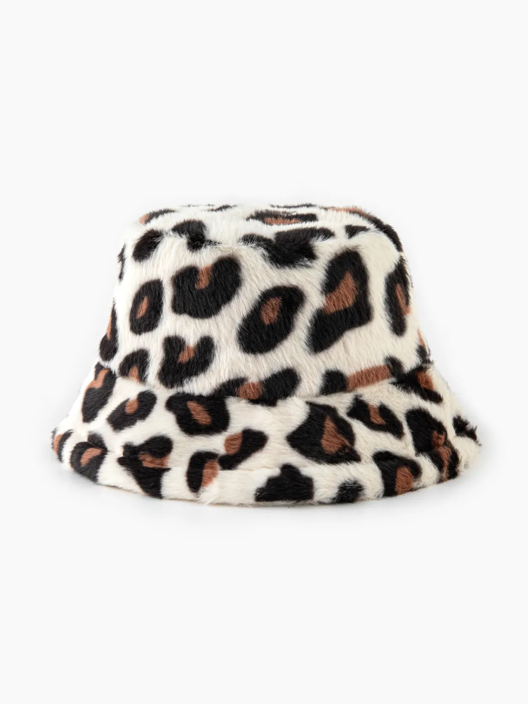 LEOPARD PRINT FUZZY BUCKET HAT