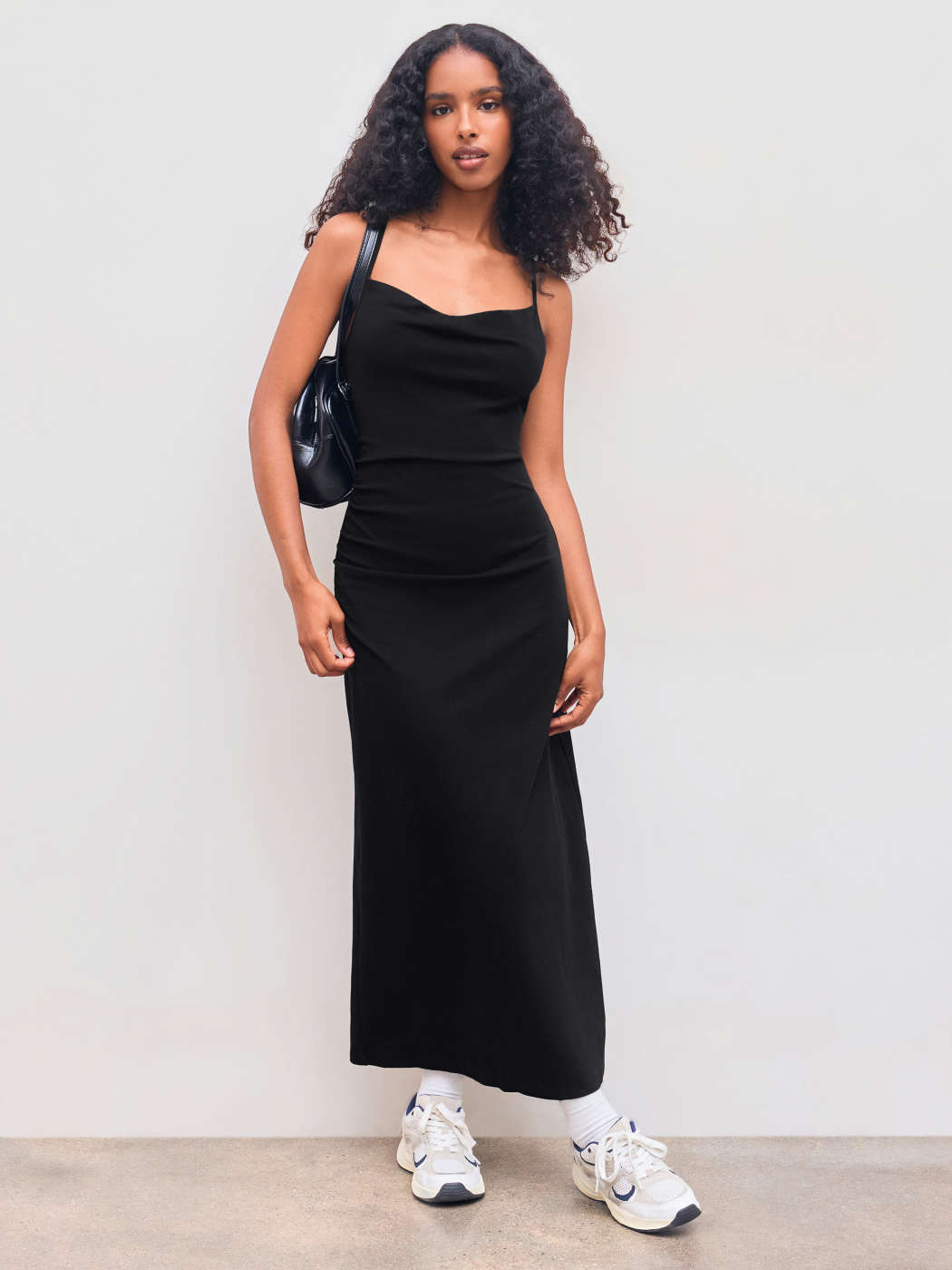 meshki claire satin dress MESHKI Claire Satin Drape Back Maxi Dress