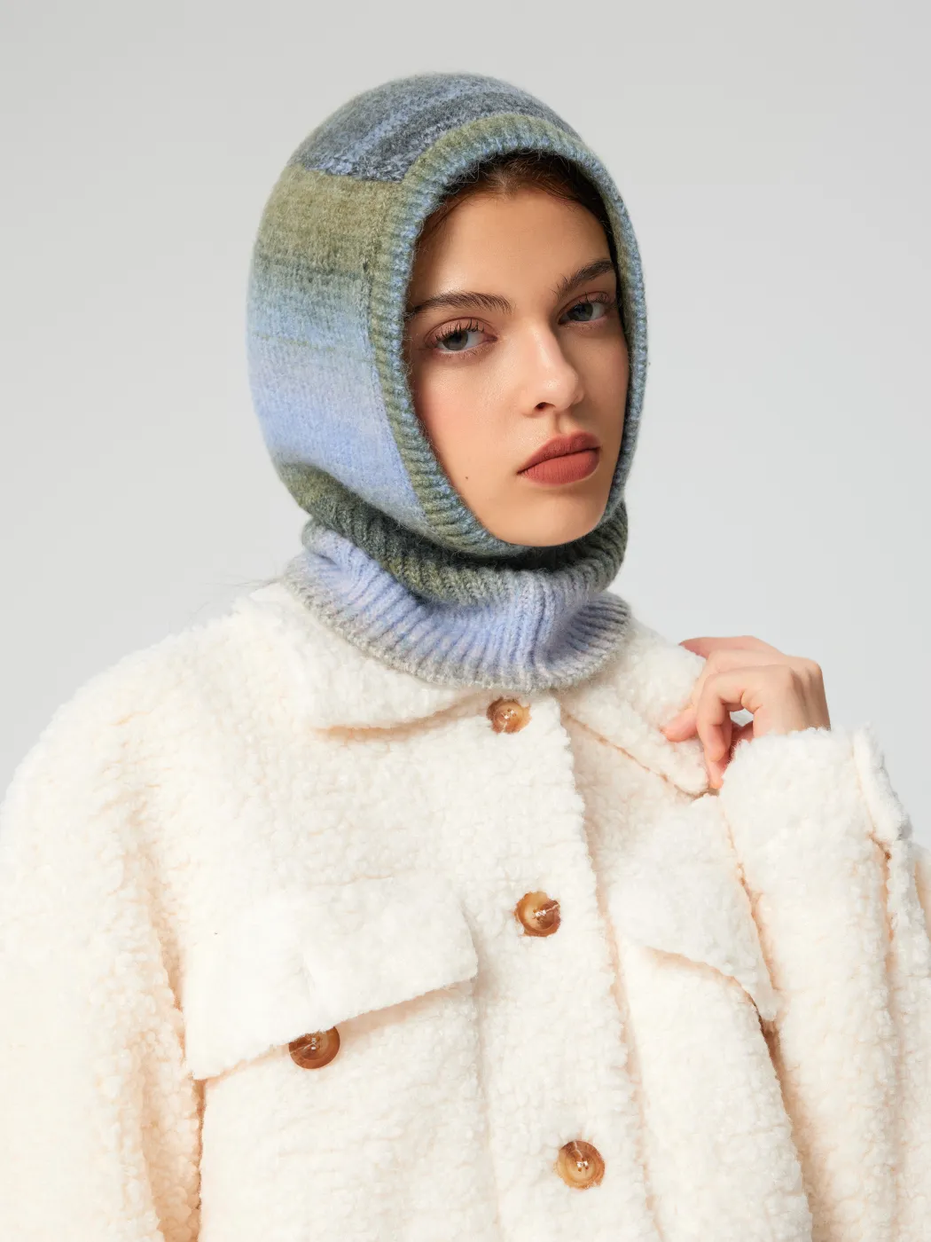 STRIPED KNITTED BALACLAVA CAP
