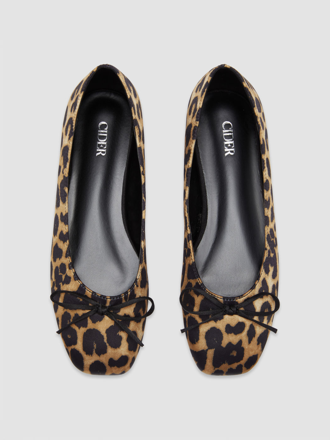 BOWKNOT LEOPARD PRINT SATIN MARY JANE FLATS