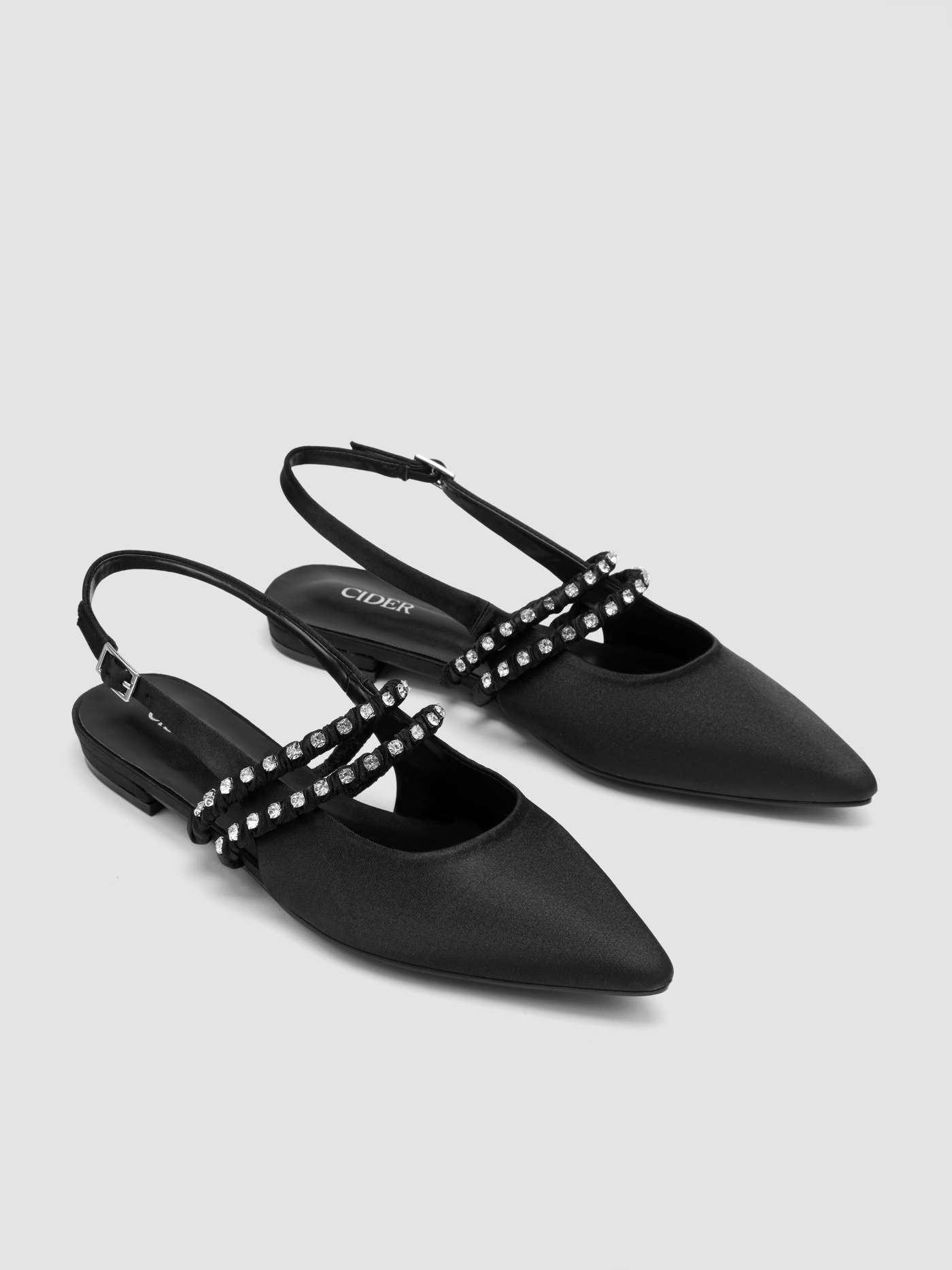 RHINESTONE STRAP SLINGBACK FLATS