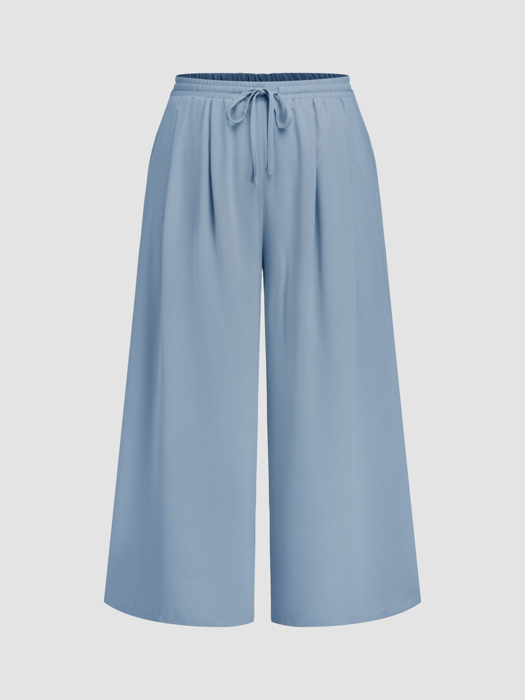 Mid Waist Drawstring Wide Leg Trousers Curve & Plus