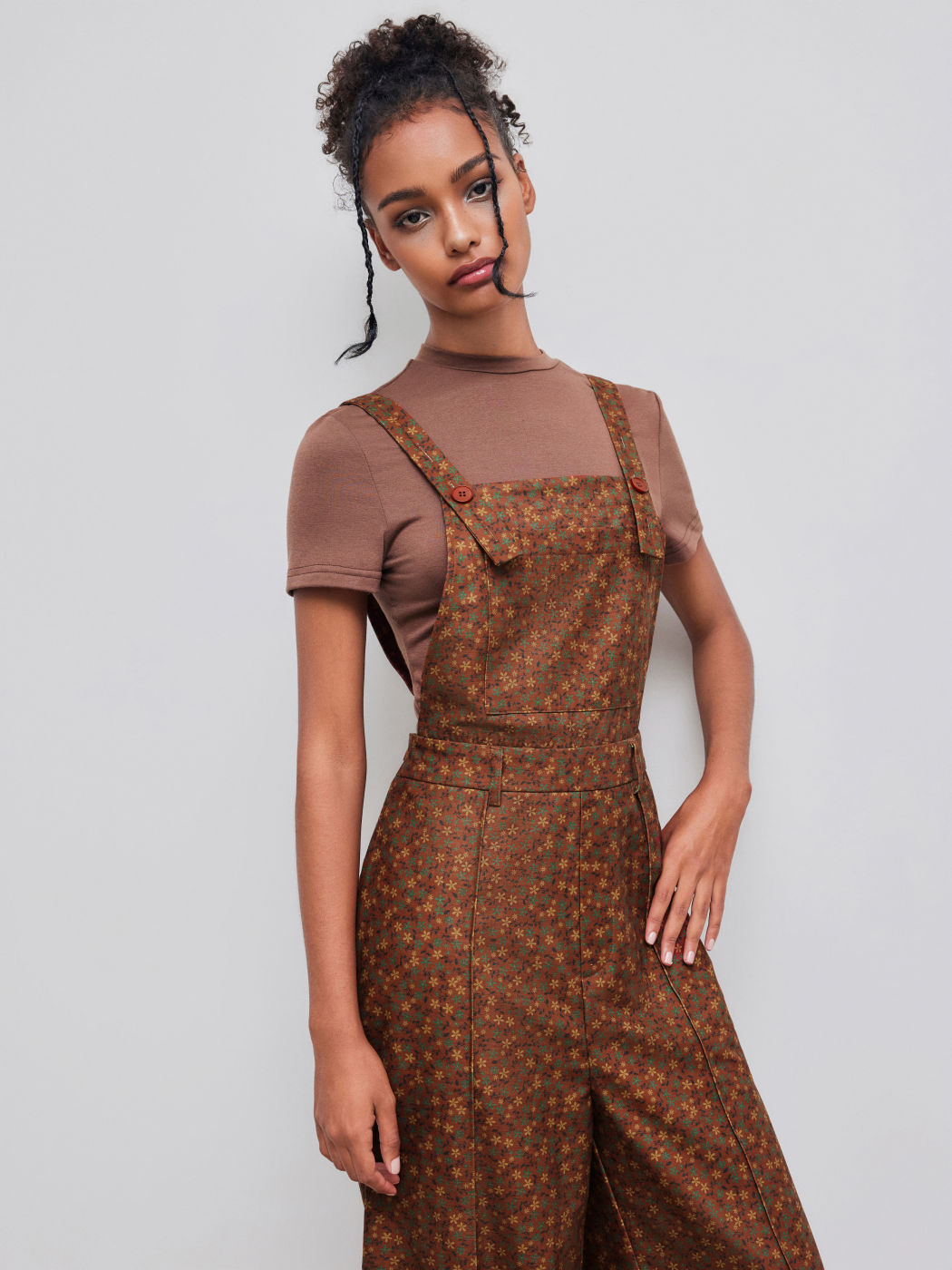 Square Neck Floral Pocket Wide Leg Jumpsuit