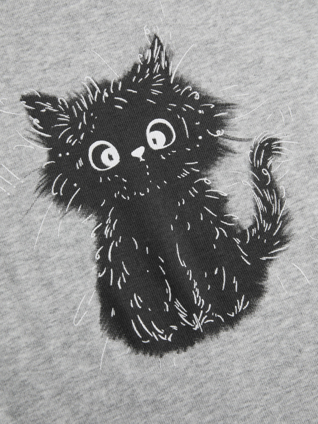 Cotton-blend Round Neckline Cat Short Sleeve Tee