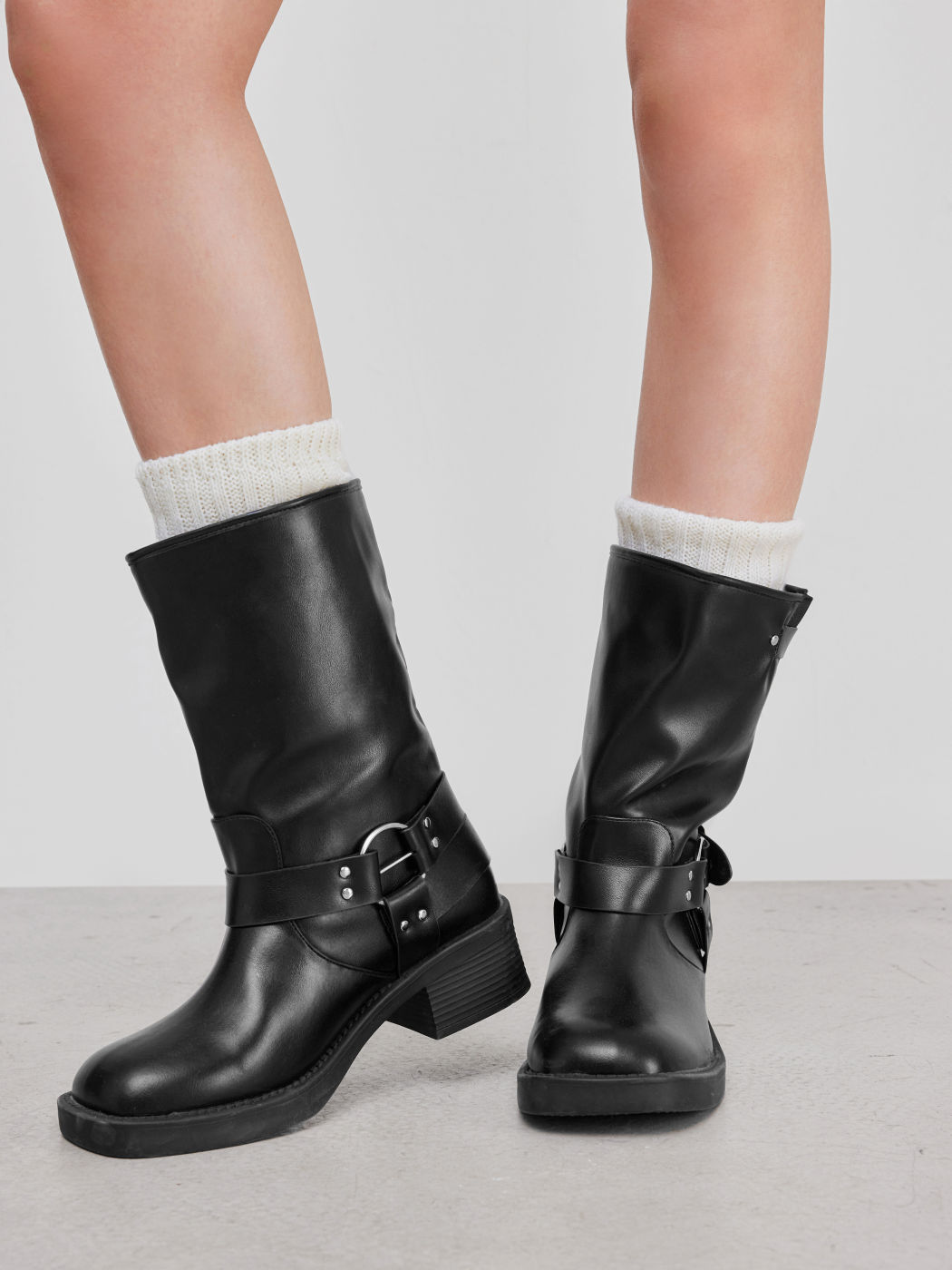 Schnallen Chunky Heel Stiefeletten