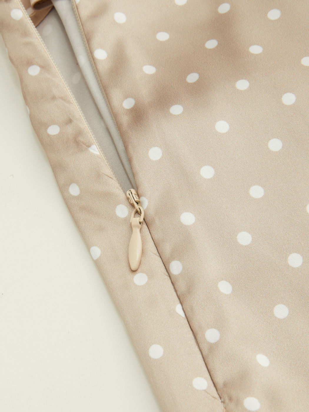 Satin Mid Rise Polka Dot Split Knotted Maxi Skirt