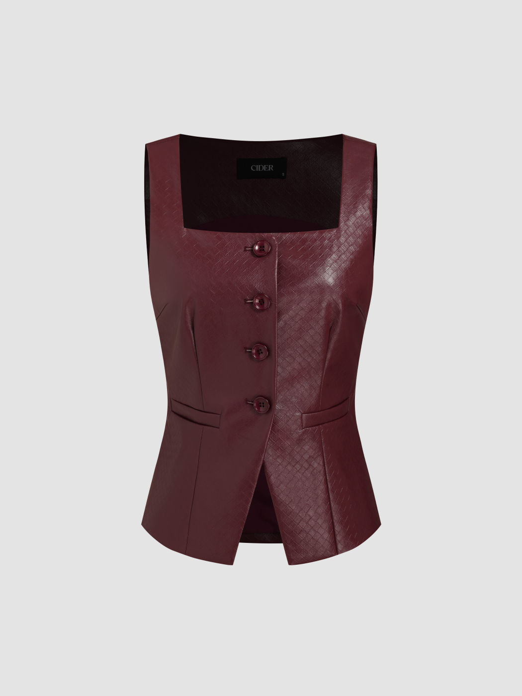 Faux Leather Square Neck Waistcoat